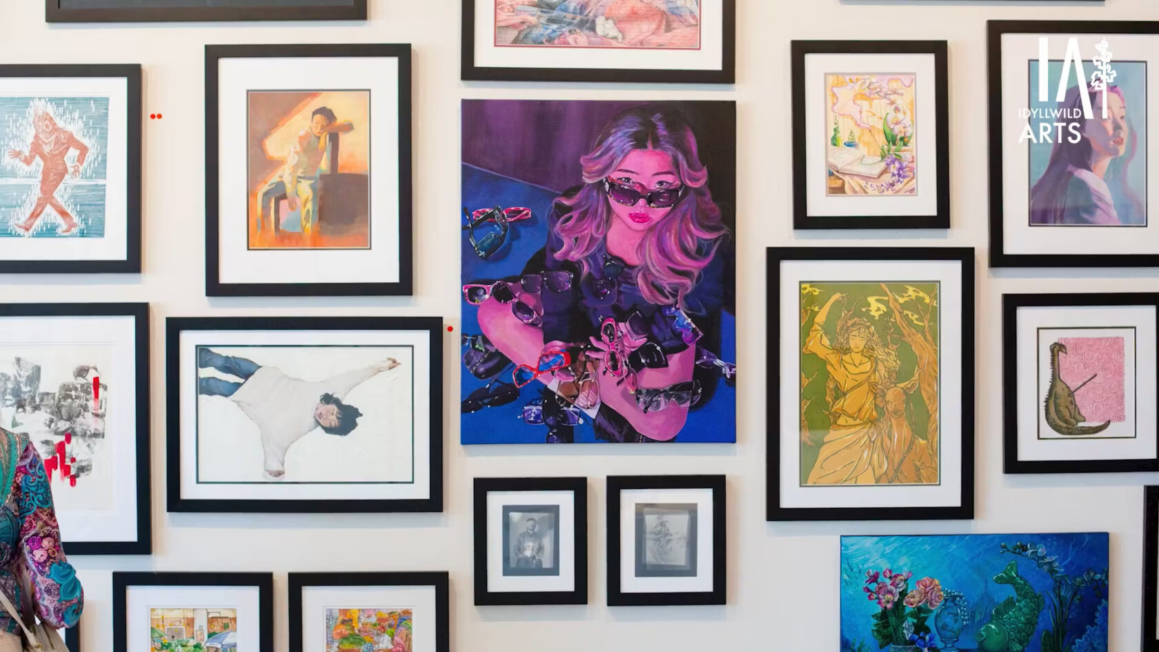 Artwork displayed in frames.